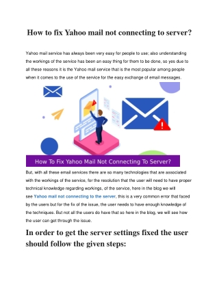 How to fix Yahoo mail not connecting to server?