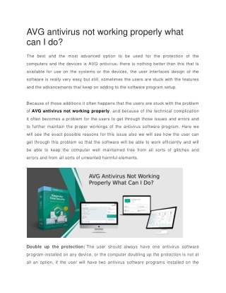 AVG antivirus not working properly what can I do?