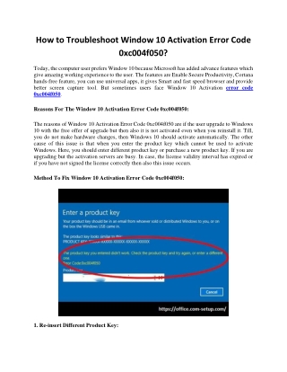 How to Troubleshoot Window 10 Activation Error 0xc004f050?