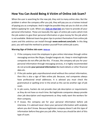How To Avoid Being A Victim of Online Job Scam? Webroot