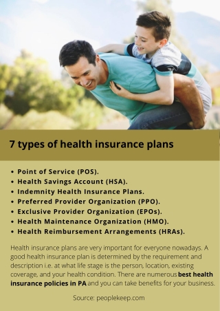 7 types of health insurance plans