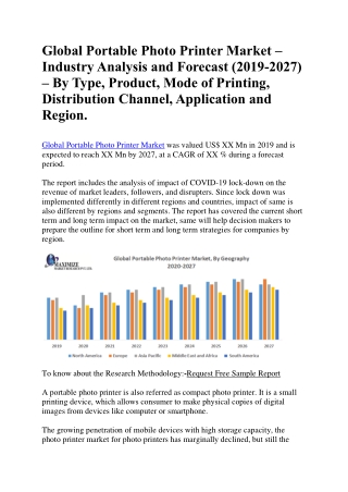 Global Portable Photo Printer Market