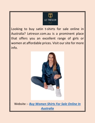 Buy Women Shirts For Sale Online In Australia | Letresor.com.au