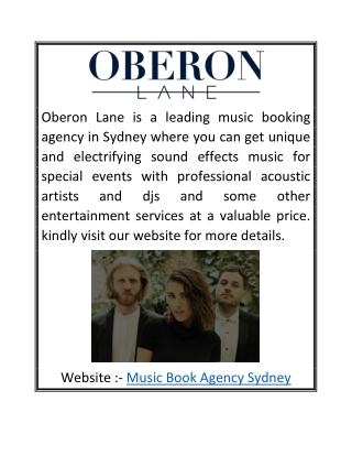 Music Book Agency Sydney | Oberonlane.com