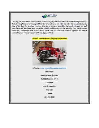 Limitless Snow Remova Company in Vancouver