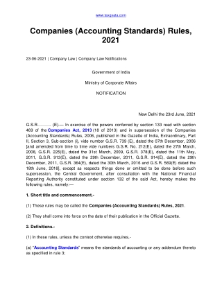 Companies (Accounting Standards) Rules, 2021