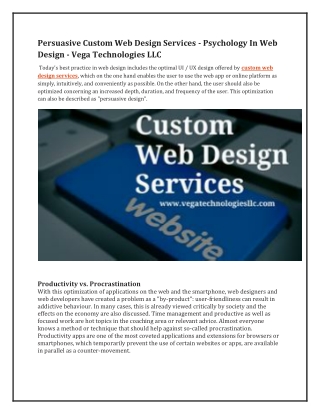 Persuasive Custom Web Design Services - Psychology In Web Design - Vega Technologies LLC