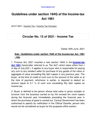 Guidelines under section 194Q of the Income-converted