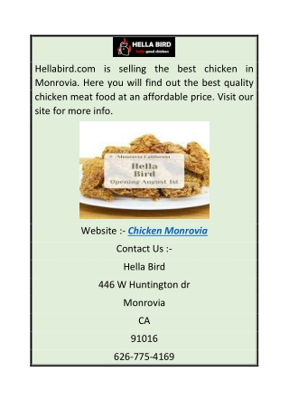 Chicken Monrovia  Hellabird.com