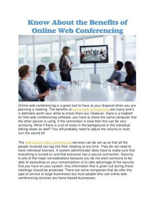 Online web conferencing