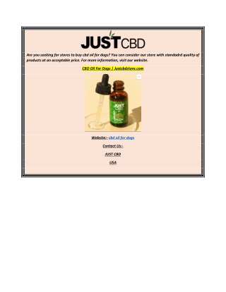 CBD Oil For Dogs Justcbdstore.com