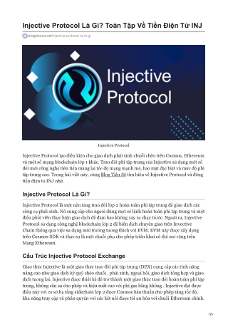 Injective Protocol Là Gì? Toàn Tập Về Tiền Điện Tử INJ