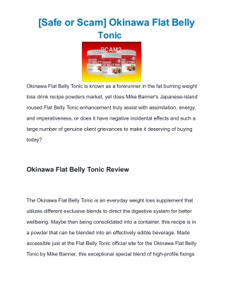 Okinawa Flat Belly Tonic Latest Shocking Report