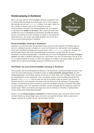 Kindercamping Duitsland | Wilsumer Berge