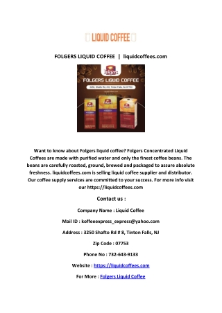 FOLGERS LIQUID COFFEE