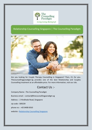 Relationship Counselling Singapore | The Counselling Paradigm