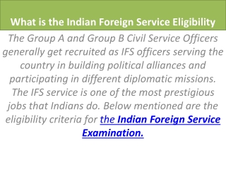 What is the Indian Foreign Service Eligibility