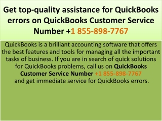 Get top-quality assistance for QuickBooks errors on QuickBooks Customer Service