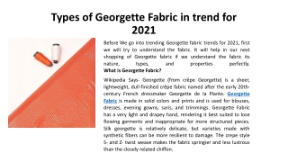 Types of Georgette Fabric in trend for 2021