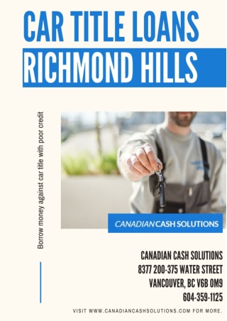 Car title loans Richmond hills to borrow money against your old car
