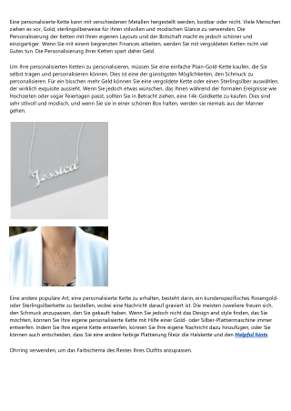 Warum Sie mehr Zeit damit verbringen sollten, über personalisierte kette nachzud