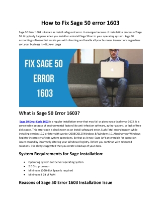 How to Fix Sage 50 error 1603