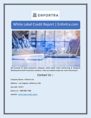 White Label Credit Report | Enfortra.com