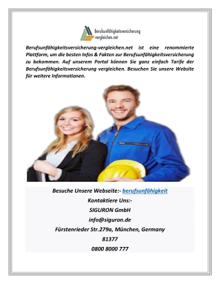 Berufsunfähigkeit | Berufsunfaehigkeitsversicherung-vergleichen.net