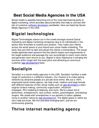 Best Social Media Agencies in the USA