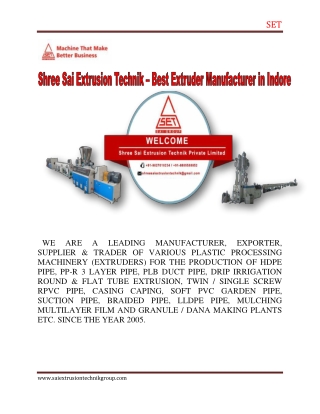 Shree Sai Extrusion Technik – Best Extruder Manufacturer