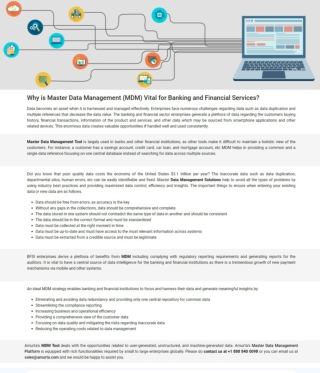 Why is Master Data Management (MDM) Vital for Banking and Financial Services?