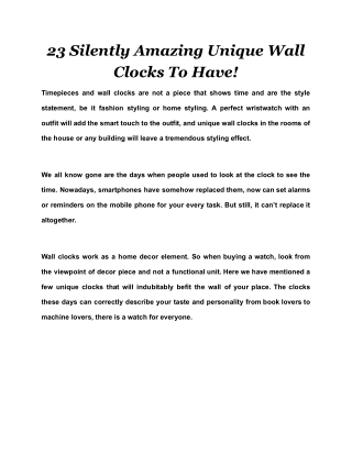 23 Silently Amazing Unique Wall Clocks To Have!