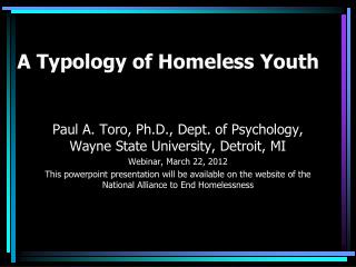 A Typology of Homeless Youth