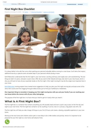 First Night Box Checklist _ Earth Relocation