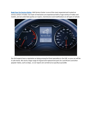 Book Your Car Service Online