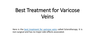 Best Treatment for Varicose Veins