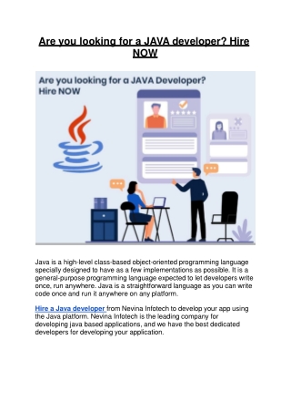 Are you looking for a JAVA developer? Hire NOW