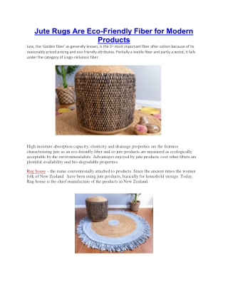 Jute Rugs Are Eco-Friendly Fiber for Modern Products