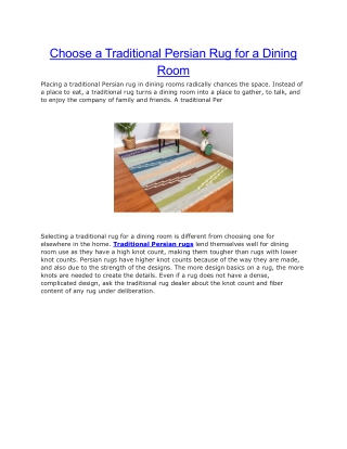 Choose a Traditional Persian Rug for a Dining Room