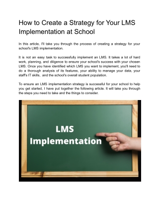 Creating a Strategy for Your LMS