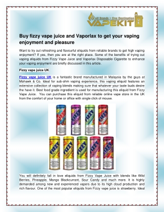 Fizzy vape juice UK