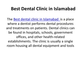 Best Dental Clinic in Islamabad