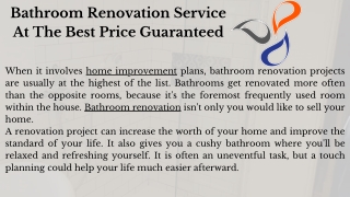 Bathroom Renovation Service At The Best Price Guaranteed