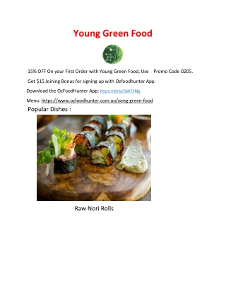 5% Off - Yong Green Food Menu Takeaway Fitzroy, VIC