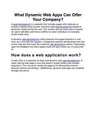 What Dynamic Web Apps Can Offer Your Company