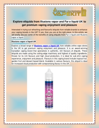 Illusions vapor e liquid UK