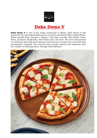 5% Off - Doko Demo V Miami Vegan Restaurant Menu, QLD