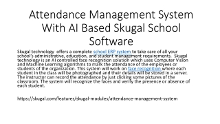 Attendance Management System With AI Based Skugal School