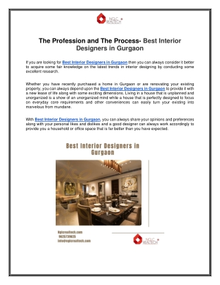 The Profession and The Process- Best Interior Designers in Gurgaon