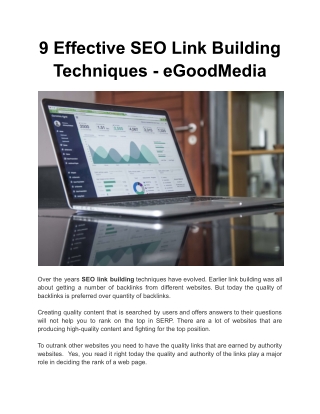 9 Effective SEO Link Building Techniques - eGoodMedia